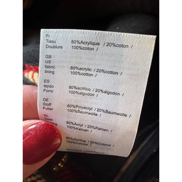 Maje Skirt Women Medium‎ Red Rouge Jacquard Tweed Jakarto Pencil Straight Mini - Picture 9 of 10